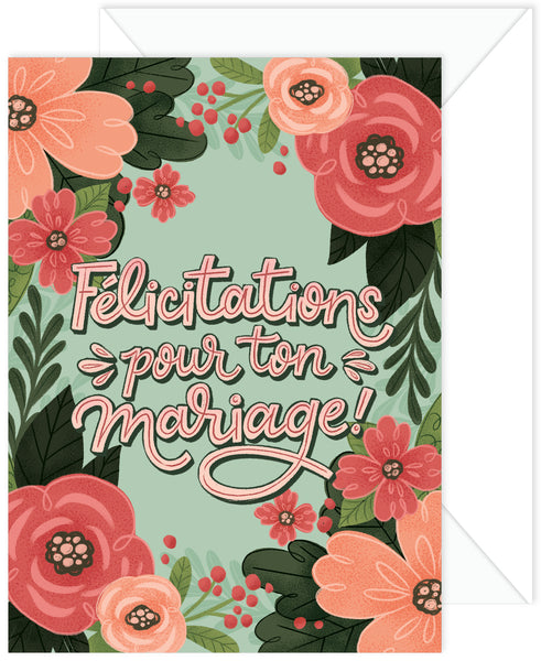 Felicitations Pour Ton Mariage! French Wedding Card