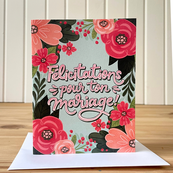 Felicitations Pour Ton Mariage! French Wedding Card