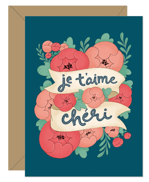 Je T'aime Cheri French Greeting Card