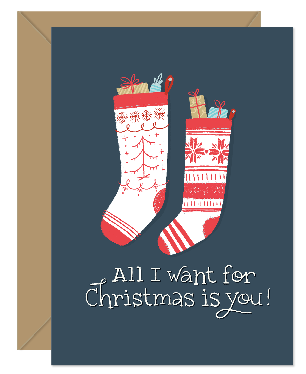All I want is you stockings Love/Holiday Card