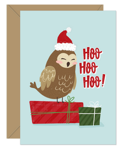 Hoo Hoo Hoo Owl Funny Pun Holiday Card