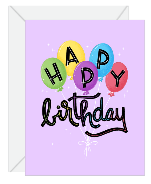 Rainbow Balloons Birthday Card