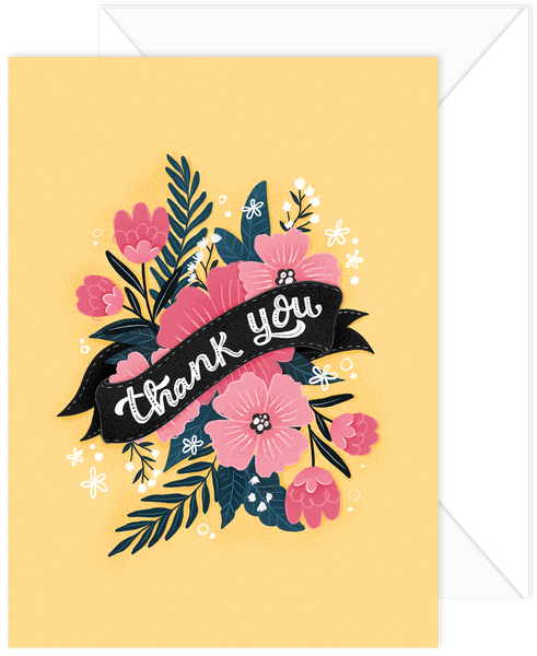 NEW! Floral Banner Thank You Card