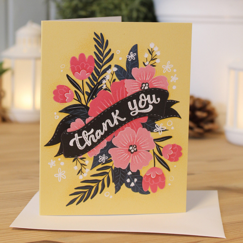 NEW! Floral Banner Thank You Card