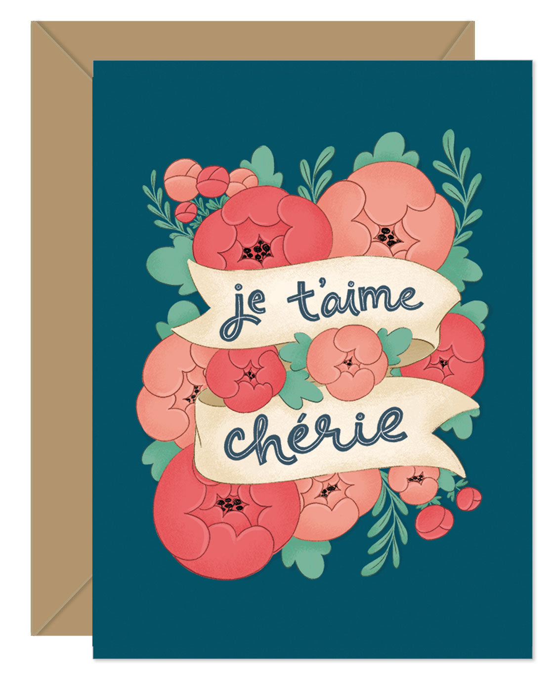 NEW! Je T'aime Cherie French Greeting Card
