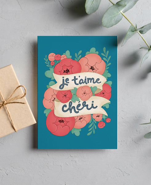 Je T'aime Cheri French Greeting Card
