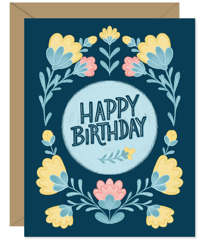 Folksy Floral Birthday Card - hand lettered greeting card from Hello Sweetie in Halifax, Nova Scotia by Hello Sweetie Design