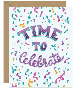 Time to Celebrate Hand-lettered & Illustrated card from the Hello Sweetie Celebration Cards.