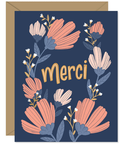 Merci! French for Thank You Hand-lettered & Illustrated card from the Hello Sweetie Thank You Cards. 