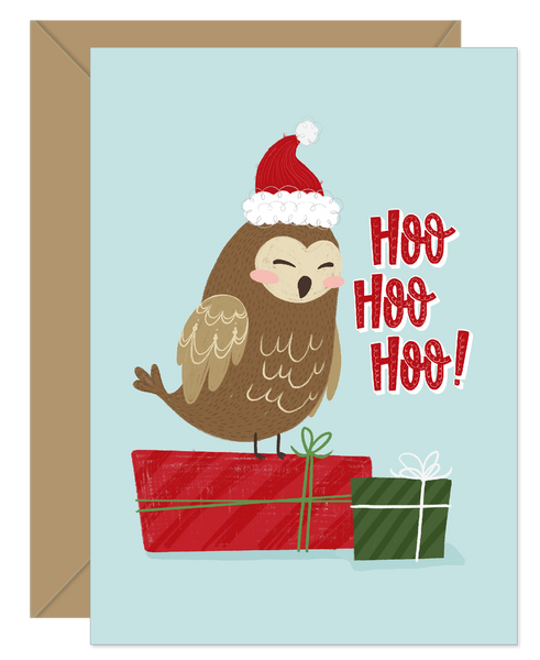 Hoo Hoo Hoo Owl Funny Pun Holiday Card