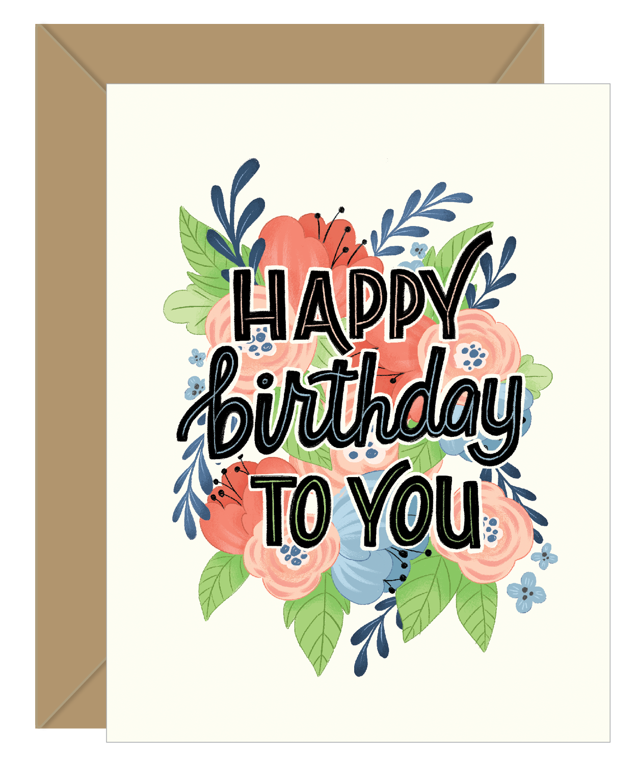 NEW! Happy Birthday To You Blue/Pink Floral Birthday Card