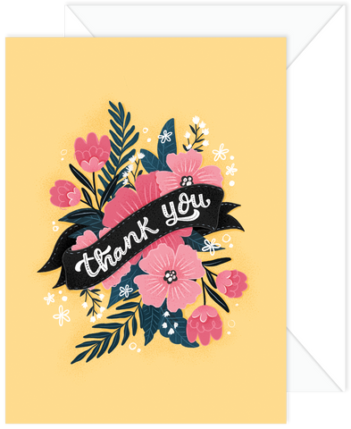 NEW! Floral Banner Thank You Card